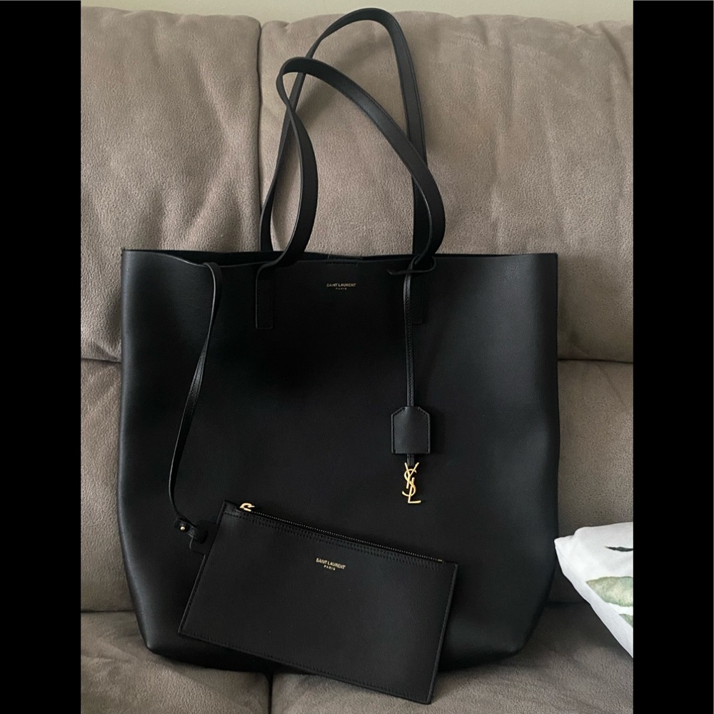 ** BRAND NEW CONDITION** Saint Laurent Black Leather North-South Shoulder Tote - Picture 1 of 12